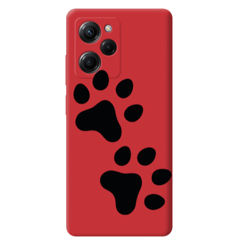 Xiaomi Poco X5 Pro Paws Red Colored Silicone TPU Θήκη