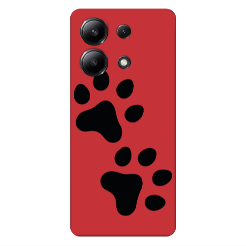 Xiaomi Redmi Note 13 4G Paws Red Colored Silicone TPU Θήκη