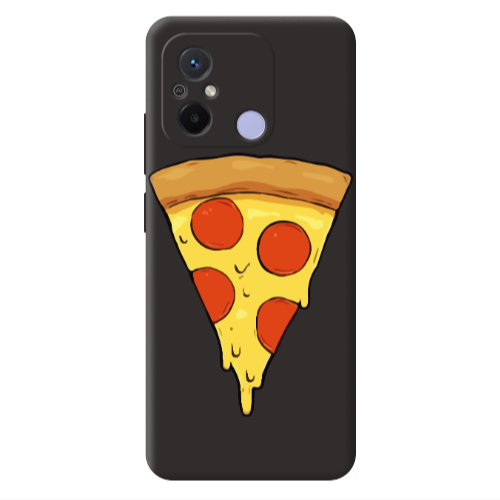 Xiaomi Redmi 12C Pizza Slice Black Colored Silicone TPU Θήκη