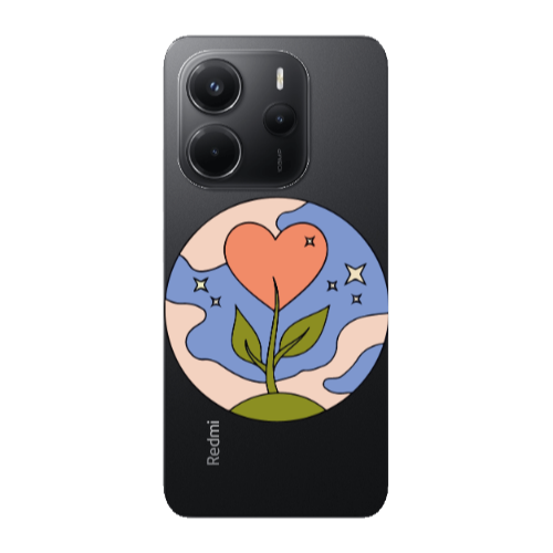 Xiaomi Redmi Note 14 Hearted Flower Transparent Silicone TPU Θήκη