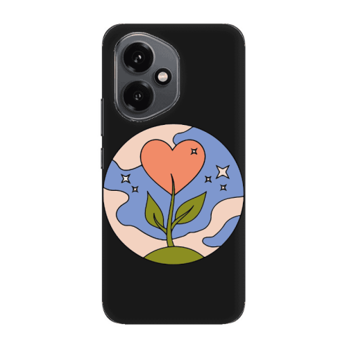 Honor Magic 400 Hearted Flower Black Colored Silicone TPU Θήκη