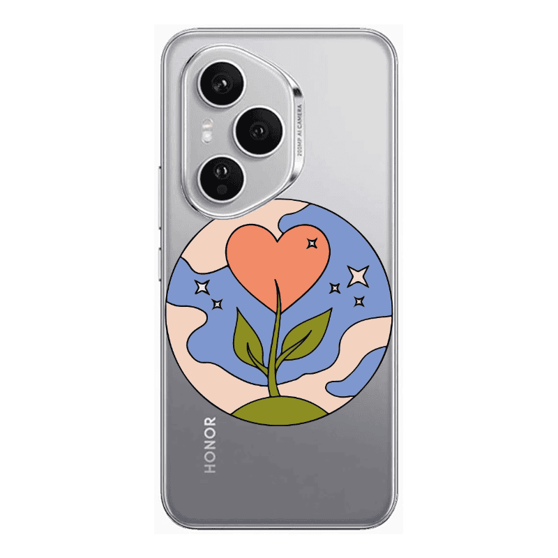 Honor Magic 400 Pro Hearted Flower Transparent Silicone TPU Θήκη