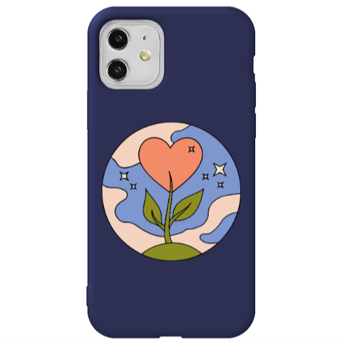 Apple iPhone 11  Hearted Flower Dark blue Colored Silicone TPU Θήκη