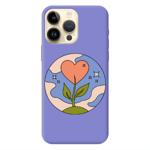 Apple iPhone 13 Pro Max Hearted Flower Purple Colored Silicone TPU Θήκη