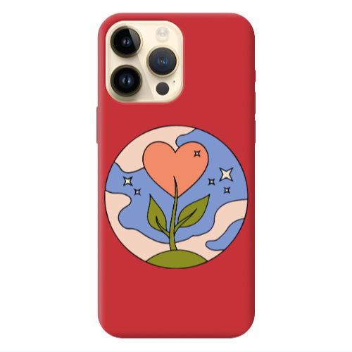 Apple iPhone 13 Pro Max Hearted Flower Red Colored Silicone TPU Θήκη