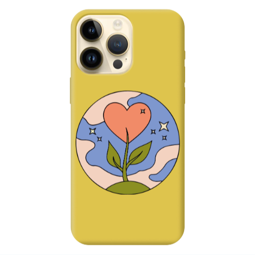 Apple iPhone 13 Pro Max Hearted Flower Yellow Colored Silicone TPU Θήκη