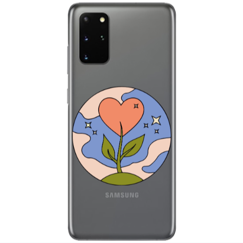 Samsung S20 Plus Hearted Flower Transparent Silicone TPU Θήκη