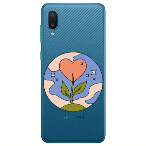 Samsung A02 Hearted Flower Transparent Silicone TPU Θήκη