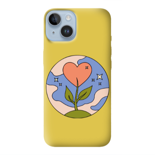Apple iPhone 14 Plus Hearted Flower Yellow Colored Silicone TPU Θήκη