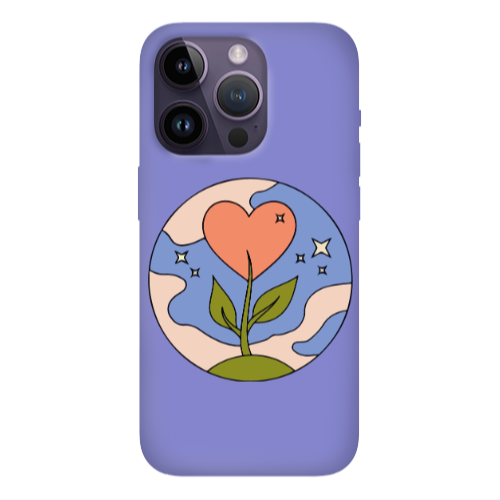 Apple iPhone 14 Pro  Hearted Flower Purple Colored Silicone TPU Θήκη