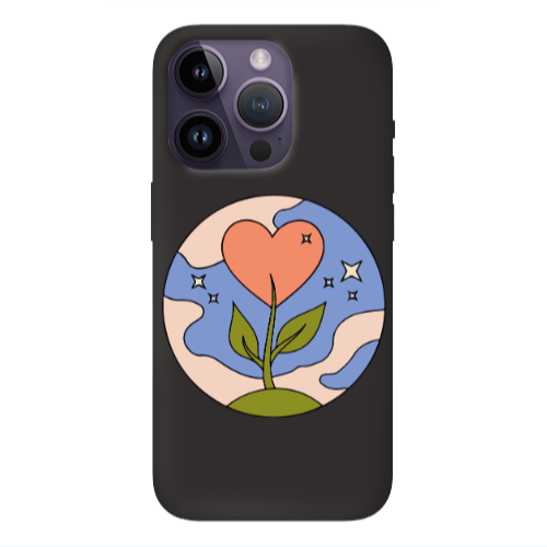 Apple iPhone 14 Pro  Hearted Flower Black Colored Silicone TPU Θήκη