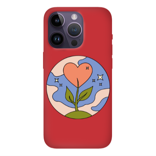 Apple iPhone 14 Pro Max Hearted Flower Red Colored Silicone TPU Θήκη