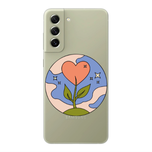 Samsung S21 FE Hearted Flower Transparent Silicone TPU Θήκη