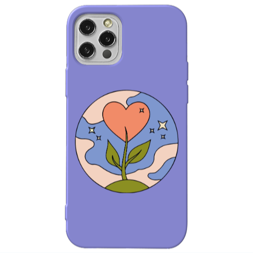 Apple iPhone 13 Pro Hearted Flower Purple Colored Silicone TPU Θήκη