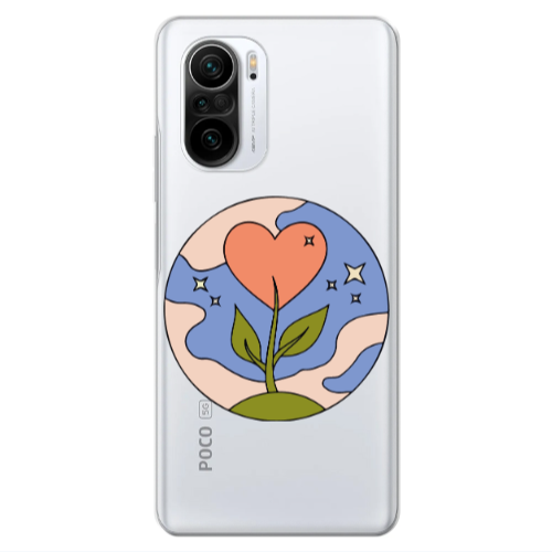 Xiaomi Poco F3 Hearted Flower Transparent Silicone TPU Θήκη