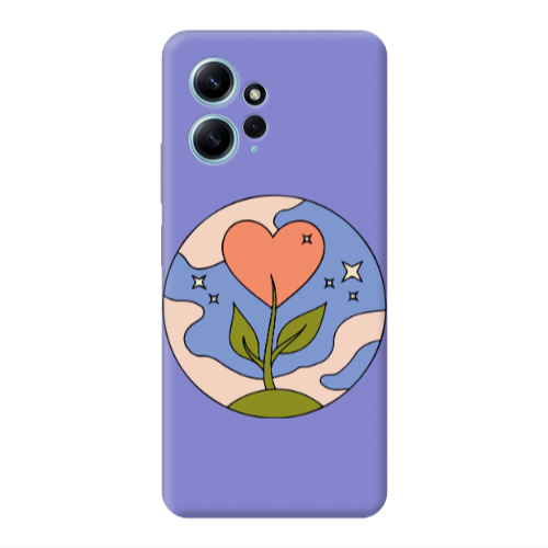 Xiaomi Redmi Note 12 4G Hearted Flower Purple Colored Silicone TPU Θήκη