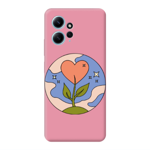 Xiaomi Redmi Note 12 4G Hearted Flower Pink Colored Silicone TPU Θήκη
