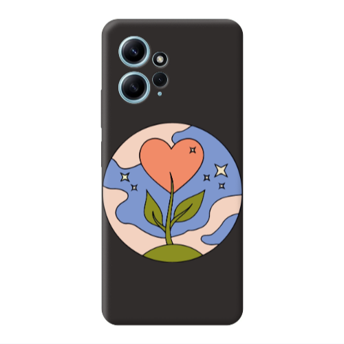 Xiaomi Redmi Note 12 4G Hearted Flower Black Colored Silicone TPU Θήκη