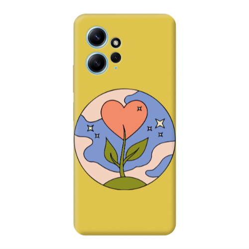 Xiaomi Redmi Note 12 4G Hearted Flower Yellow Colored Silicone TPU Θήκη