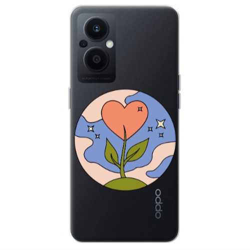 Oppo Reno 7 Lite Hearted Flower Transparent Silicone TPU Θήκη