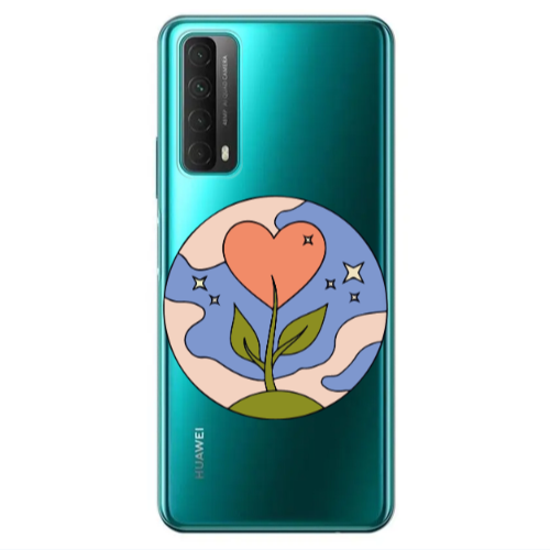 Huawei P Smart 2021 Hearted Flower Transparent Silicone TPU Θήκη