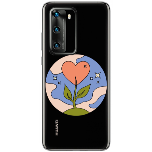 Huawei P40 Hearted Flower Transparent Silicone TPU Θήκη