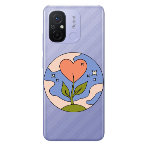 Xiaomi Redmi 12C Hearted Flower Transparent Silicone TPU Θήκη