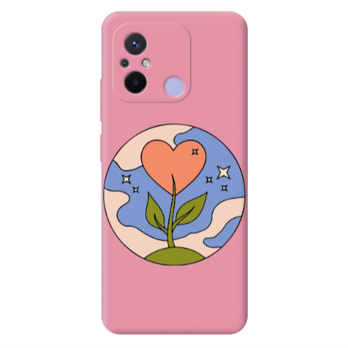 Xiaomi Redmi 12C Hearted Flower Pink Colored Silicone TPU Θήκη