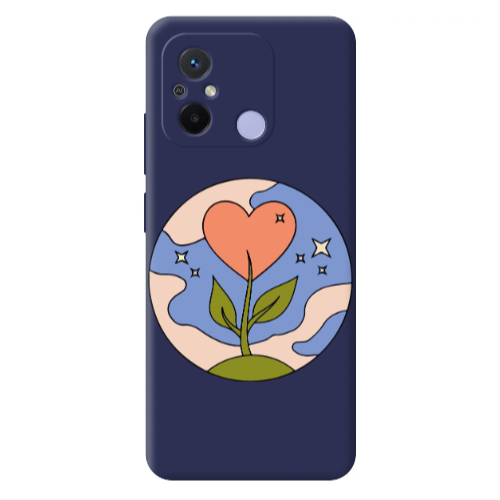 Xiaomi Redmi 12C Hearted Flower Dark blue Colored Silicone TPU Θήκη