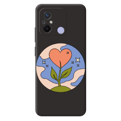 Xiaomi Redmi 12C Hearted Flower Black Colored Silicone TPU Θήκη
