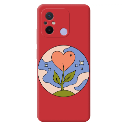 Xiaomi Redmi 12C Hearted Flower Red Colored Silicone TPU Θήκη