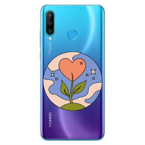 Huawei P30 Lite Hearted Flower Transparent Silicone TPU Θήκη