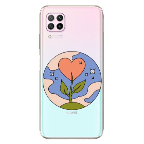 Huawei P40 Lite Hearted Flower Transparent Silicone TPU Θήκη