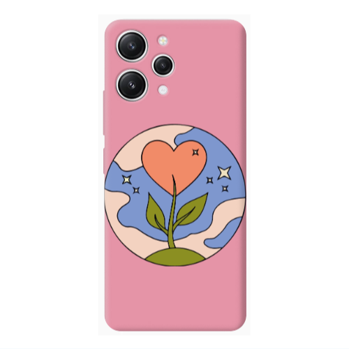 Xiaomi Redmi 12 Hearted Flower Pink Colored Silicone TPU Θήκη