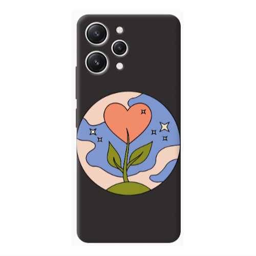 Xiaomi Redmi 12 Hearted Flower Black Colored Silicone TPU Θήκη