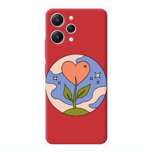 Xiaomi Redmi 12 Hearted Flower Red Colored Silicone TPU Θήκη