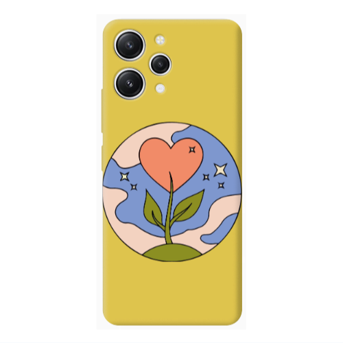 Xiaomi Redmi 12 Hearted Flower Yellow Colored Silicone TPU Θήκη