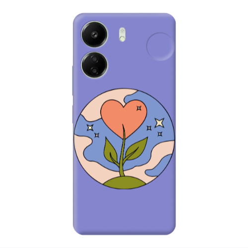 Xiaomi Redmi 13C Hearted Flower Purple Colored Silicone TPU Θήκη