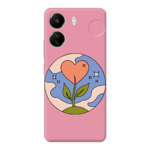 Xiaomi Redmi 13C Hearted Flower Pink Colored Silicone TPU Θήκη