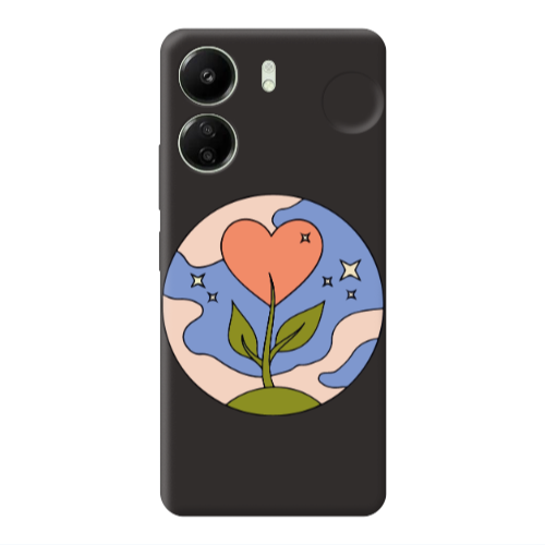 Xiaomi Redmi 13C Hearted Flower Black Colored Silicone TPU Θήκη