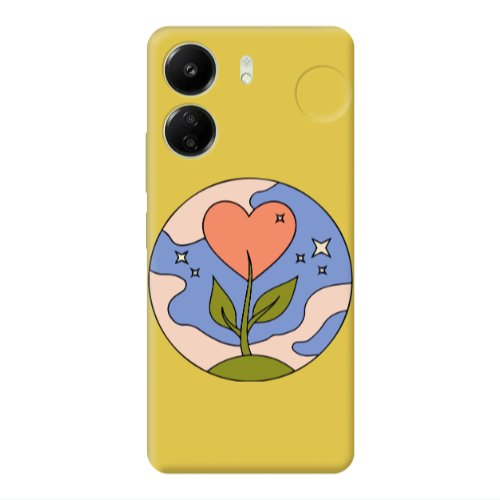 Xiaomi Redmi 13C Hearted Flower Yellow Colored Silicone TPU Θήκη