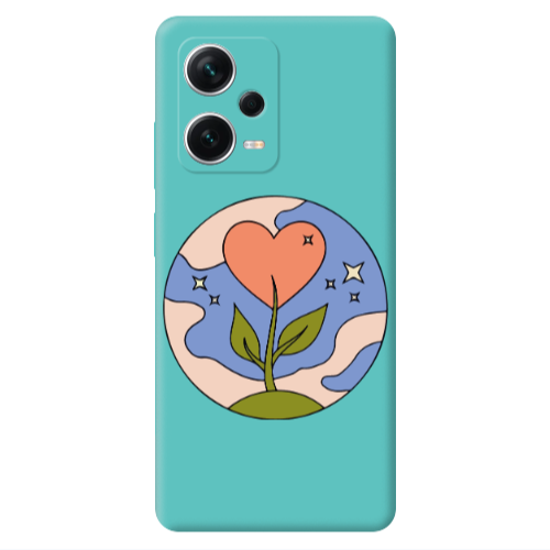 Xiaomi Poco X5 Hearted Flower Turquoise Colored Silicone TPU Θήκη