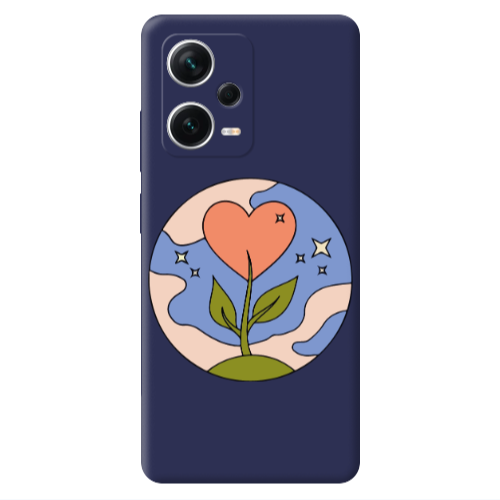 Xiaomi Poco X5 Hearted Flower Dark blue Colored Silicone TPU Θήκη