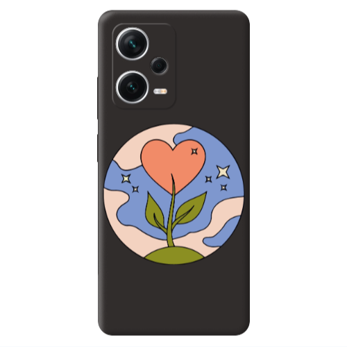 Xiaomi Poco X5 Hearted Flower Black Colored Silicone TPU Θήκη