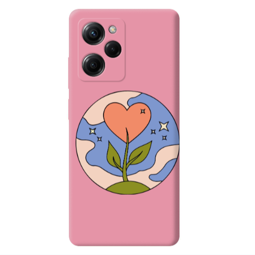 Xiaomi Poco X5 Pro Hearted Flower Pink Colored Silicone TPU Θήκη