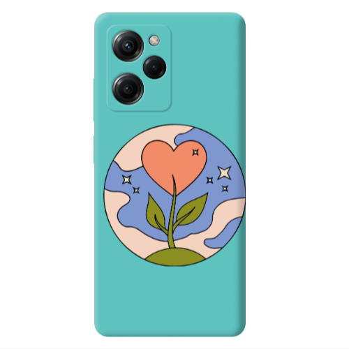 Xiaomi Poco X5 Pro Hearted Flower Turquoise Colored Silicone TPU Θήκη