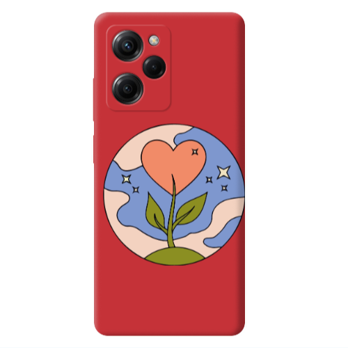 Xiaomi Poco X5 Pro Hearted Flower Red Colored Silicone TPU Θήκη