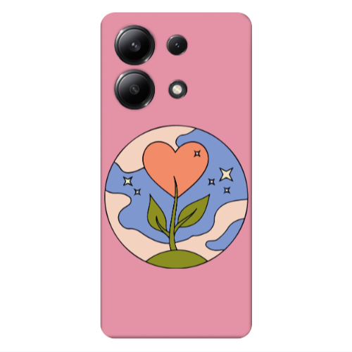 Xiaomi Redmi Note 13 4G Hearted Flower Pink Colored Silicone TPU Θήκη