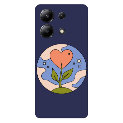 Xiaomi Redmi Note 13 4G Hearted Flower Dark blue Colored Silicone TPU Θήκη