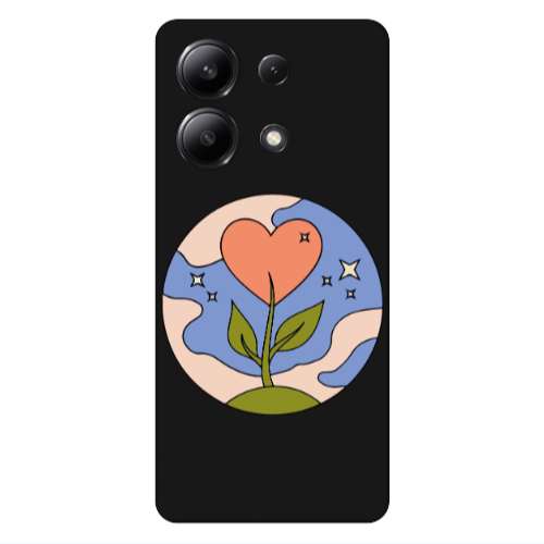 Xiaomi Redmi Note 13 4G Hearted Flower Black Colored Silicone TPU Θήκη